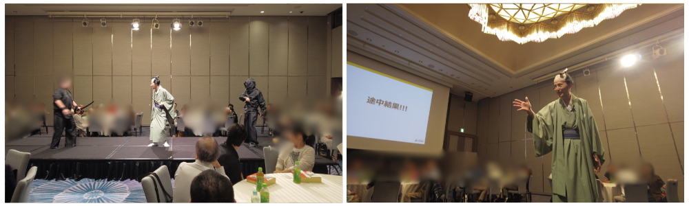 懇親会に徳川吉宗の扮装で登場した林先生
